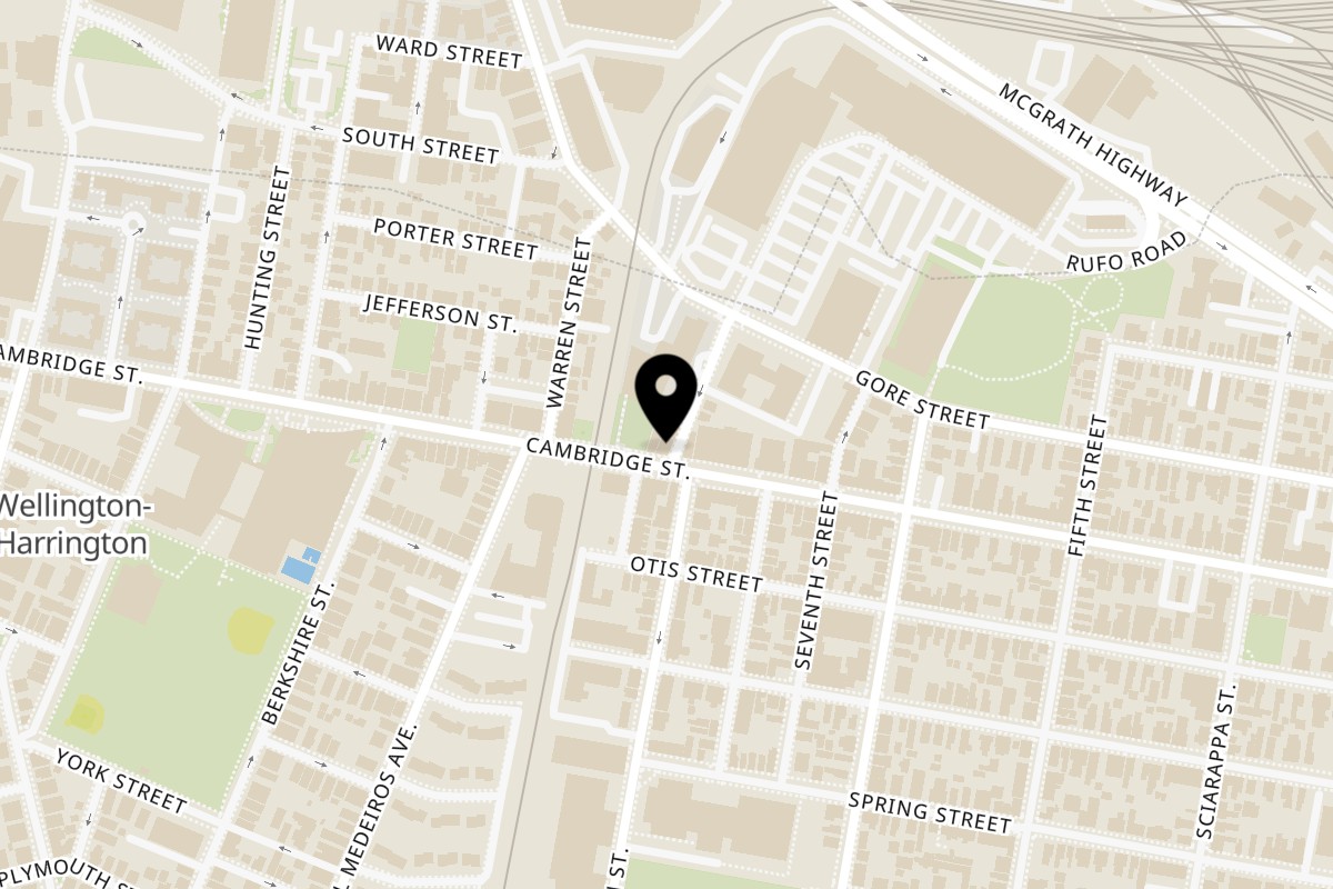 Map showing the location of Silk Road Uyghur Cuisine on 645 Cambridge St in Cambridge